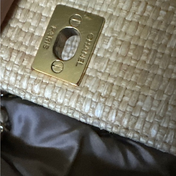 CHANEL bag coco mark tweed Chain wicker shoulder Classic Ltd Ed CC Tote straw - Picture 12 of 16
